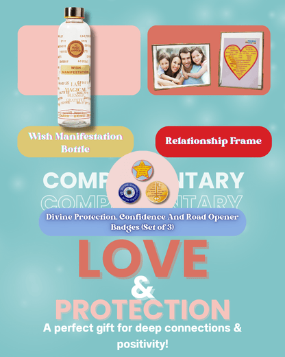 WISH MANIFESTATION BOTTLE + RELATIONSHIP FRAME  (SET OF 3 BADGES - Protection,  confidence and road opener badges COMPLIMENTARY)